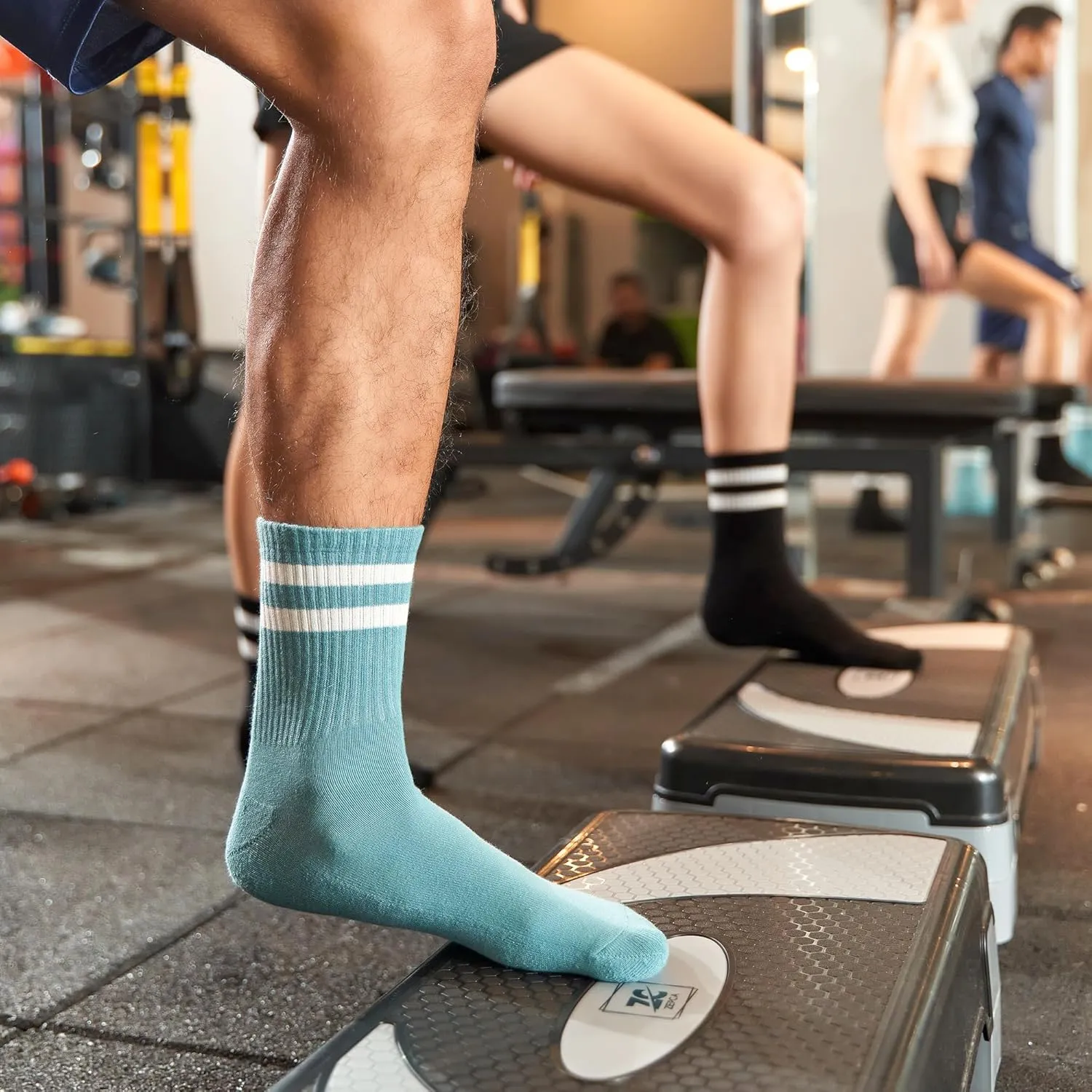 GoWith Cotton Socks for Women & Men, Quarter Cushioned Striped Soft Thin Retro Everyday Socks, Athletic and Casual Wear