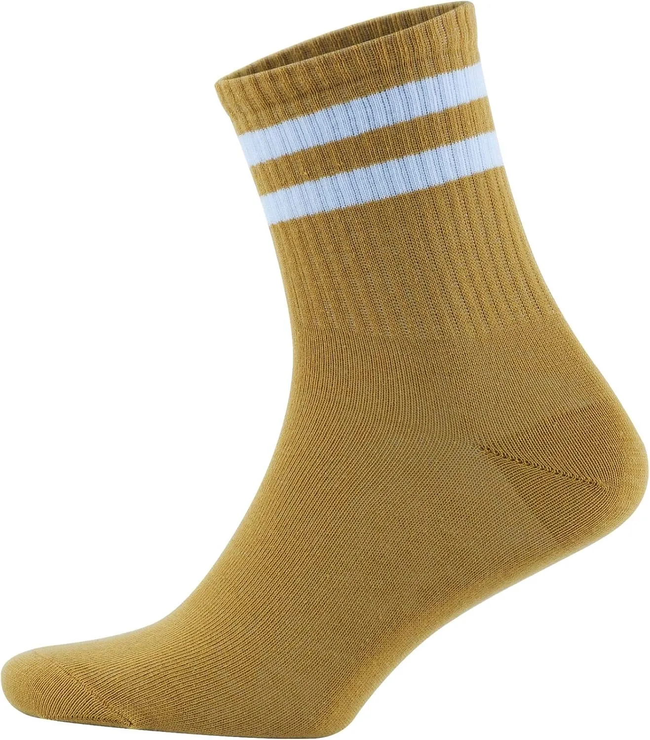 GoWith Cotton Socks for Women & Men, Quarter Cushioned Striped Soft Thin Retro Everyday Socks, Athletic and Casual Wear