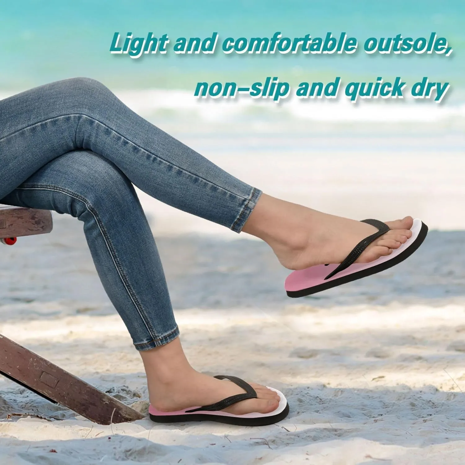 Gradient Bean Paste Flip Flops for Women/Men Sandals Home Slippers Hotel Spa Bedroom Travel Beach