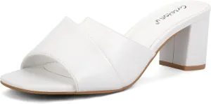 Greatonu Heeled Sandals Square Toe Sandals Slip On Fashion Wedding Chunky Block Mule Heels for Women