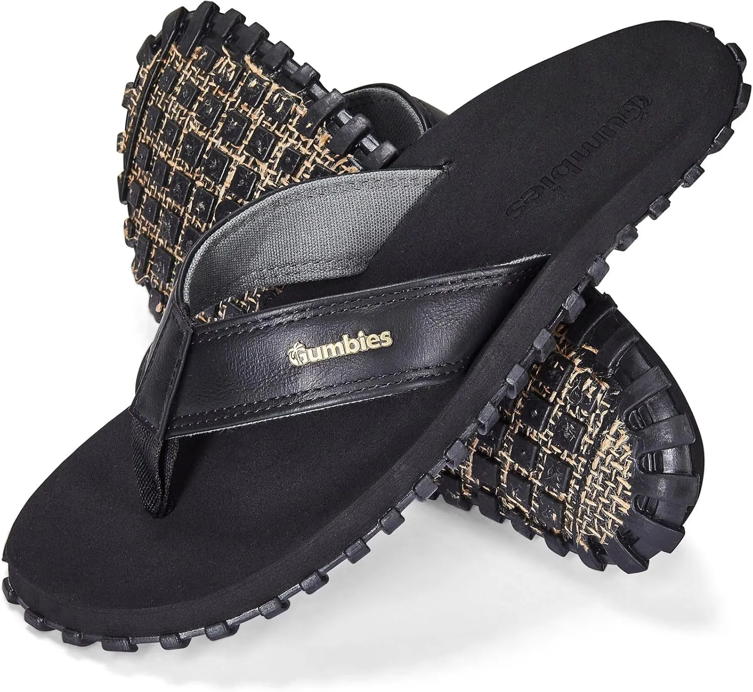 Gumbies Vegovert Unisex Flip-Flop, with Supersoft Brush EVA Footbed, Soft Cotton Backed Faux Leather Strap & Recycled Rubber Sole - Comfort Guaranteed