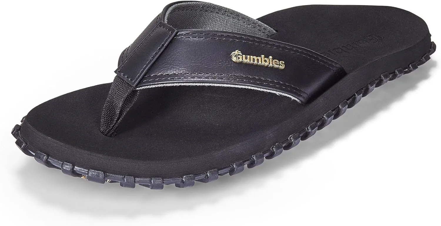 Gumbies Vegovert Unisex Flip-Flop, with Supersoft Brush EVA Footbed, Soft Cotton Backed Faux Leather Strap & Recycled Rubber Sole - Comfort Guaranteed