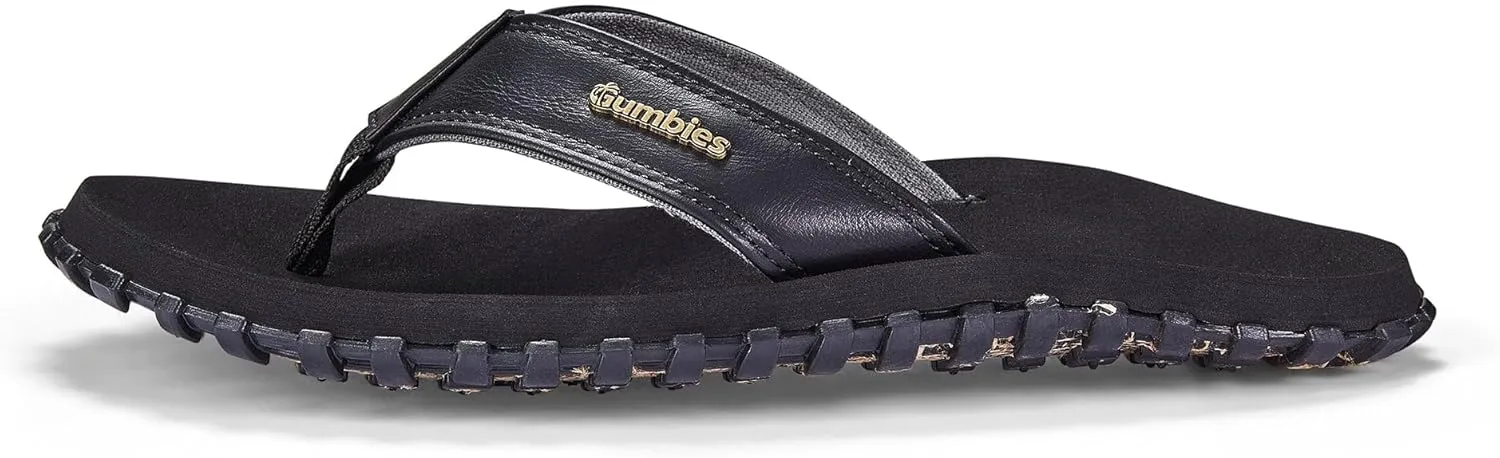 Gumbies Vegovert Unisex Flip-Flop, with Supersoft Brush EVA Footbed, Soft Cotton Backed Faux Leather Strap & Recycled Rubber Sole - Comfort Guaranteed