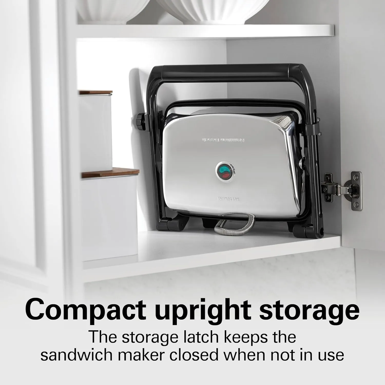 Hamilton Beach Panini Press Sandwich Maker & Electric Indoor Grill with Locking Lid, Opens 180 Degrees for any Thickness for Quesadillas, Burgers & More, Nonstick 8" x 10" Grids, Chrome (25460AG)
