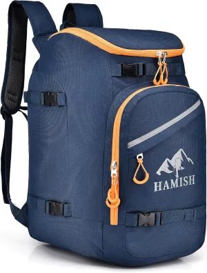 Hamish Ski Boot Bag,1.76cu ft 50L Waterproof large capacity Ski Boots Bag Backpack,Snowboard Travel Lightweight Ski Bag Backpack for Ski Helmet, Goggles, Gloves, Skis, Snowboard & Accessories