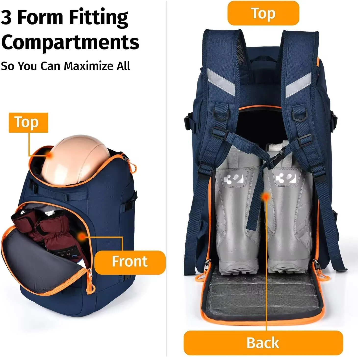 Hamish Ski Boot Bag,1.76cu ft 50L Waterproof large capacity Ski Boots Bag Backpack,Snowboard Travel Lightweight Ski Bag Backpack for Ski Helmet, Goggles, Gloves, Skis, Snowboard & Accessories