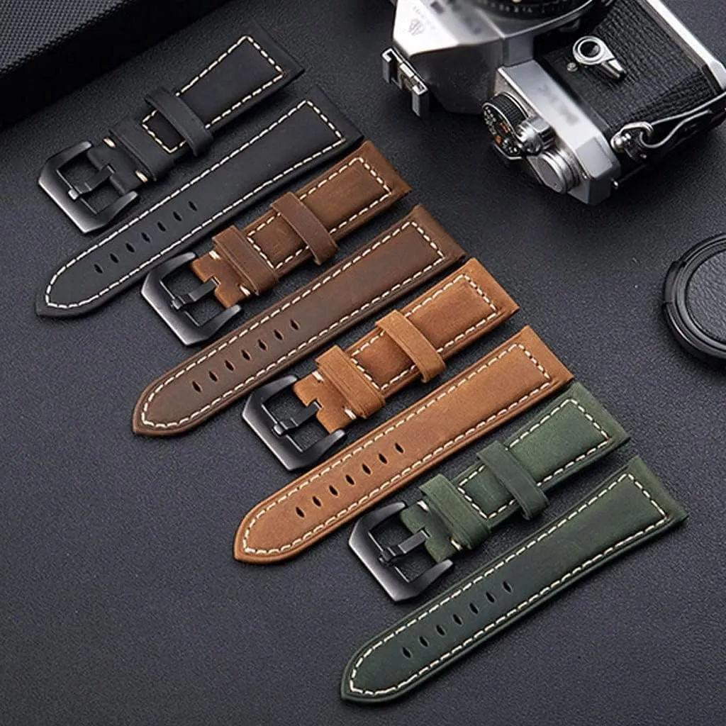 Handmade DIY Watch Band Vintage Genuine Leather Watchband 20mm 22mm 24mm 26mm Watchband Women Men Watch Strap(E,24mm)