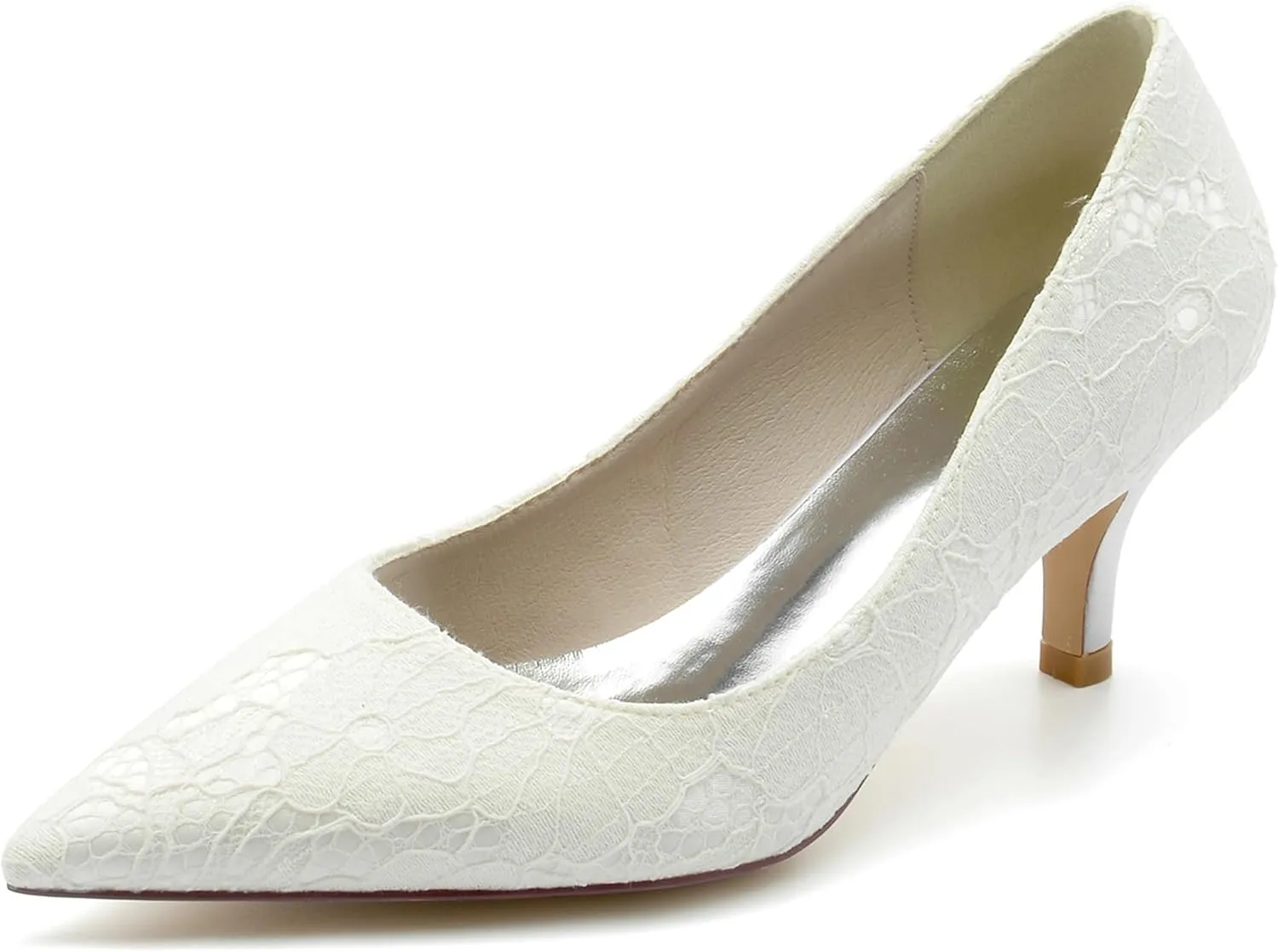 Hanfike Wedding Heels for Women Slip-on Lace Elegant Bridal Formal Party Evening Pumps JY050