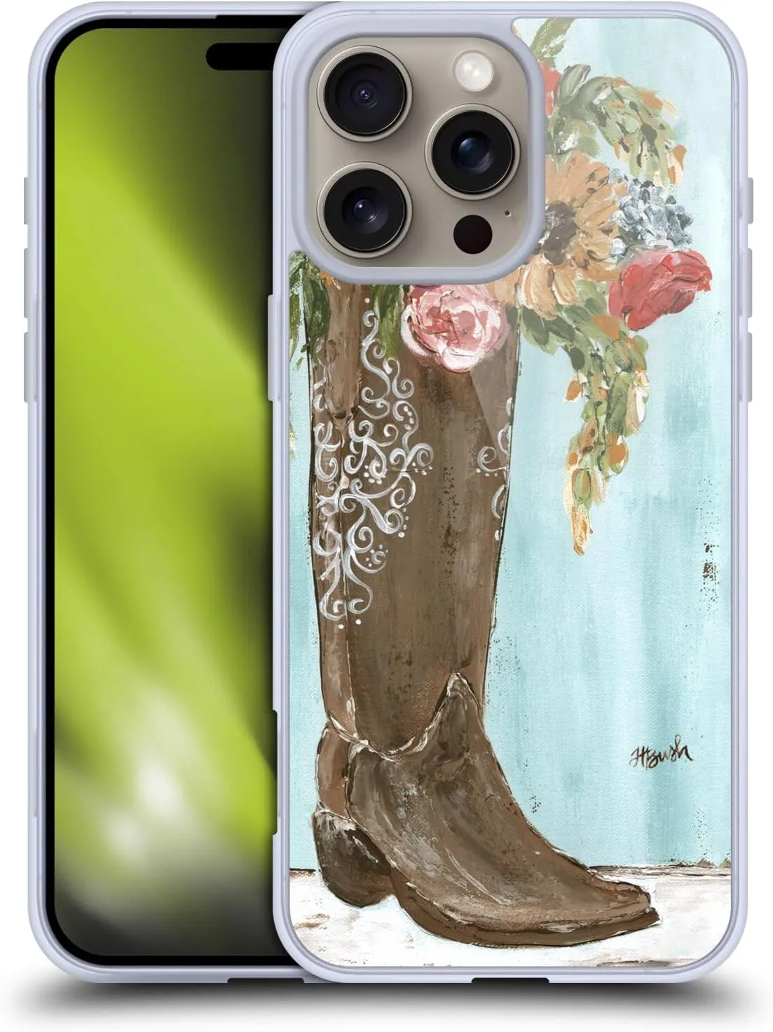 Head Case Designs Officially Licensed Haley Bush Boot Floral Painting Soft Gel Case Compatible with Apple iPhone 16 Pro Max