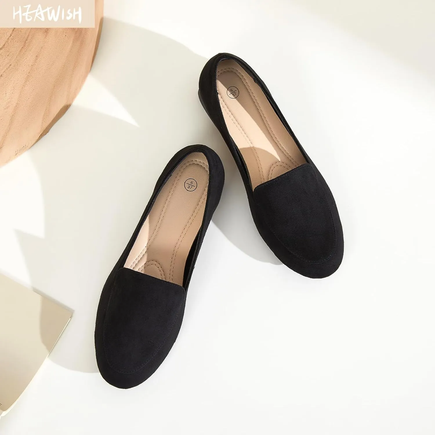 HEAWISH Women's Loafers Slip on Low Heel Shoes,Closed Toe Pumps Dress Shoes,Casual Loafer Work Flats Wedding Shoe
