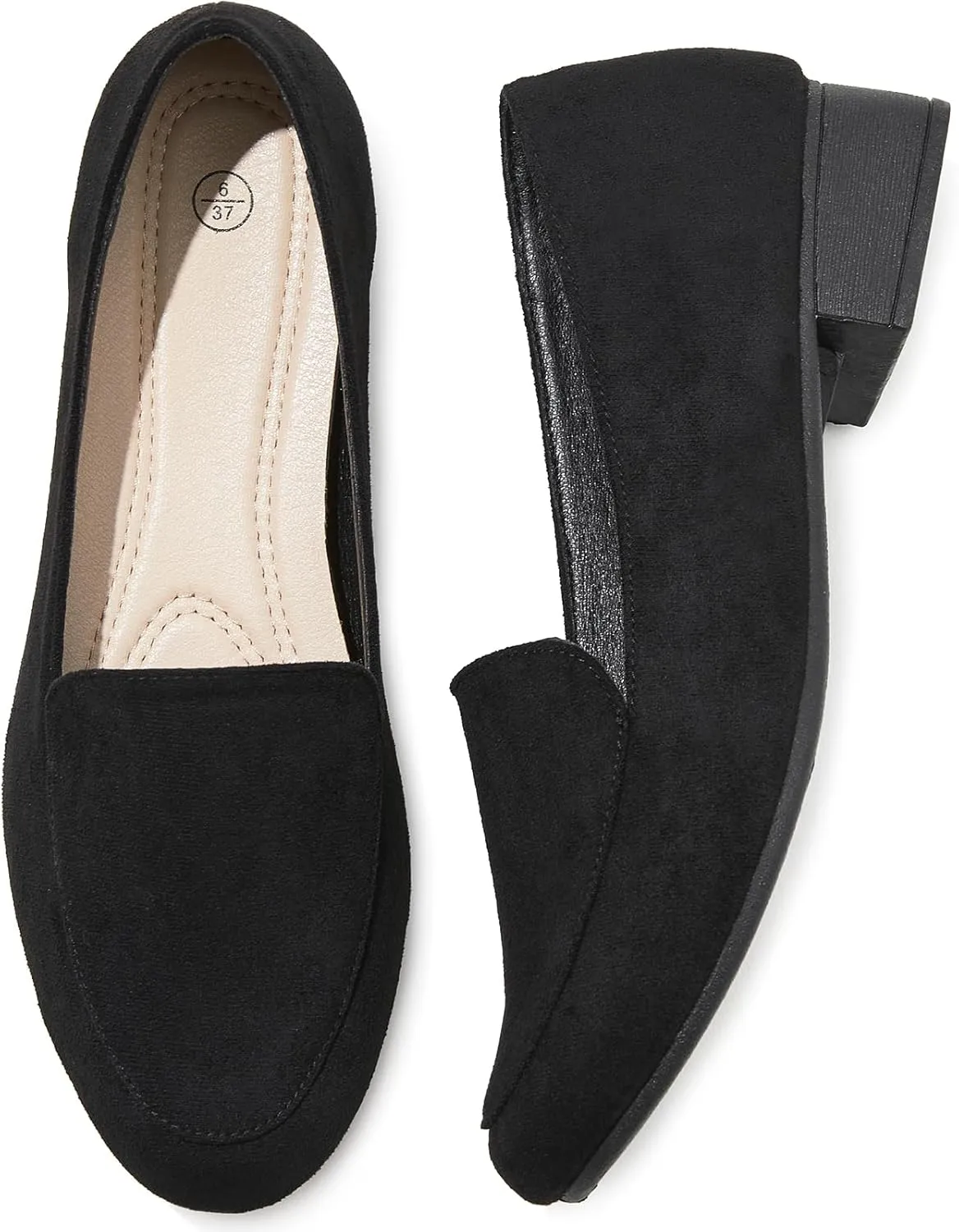 HEAWISH Women's Loafers Slip on Low Heel Shoes,Closed Toe Pumps Dress Shoes,Casual Loafer Work Flats Wedding Shoe