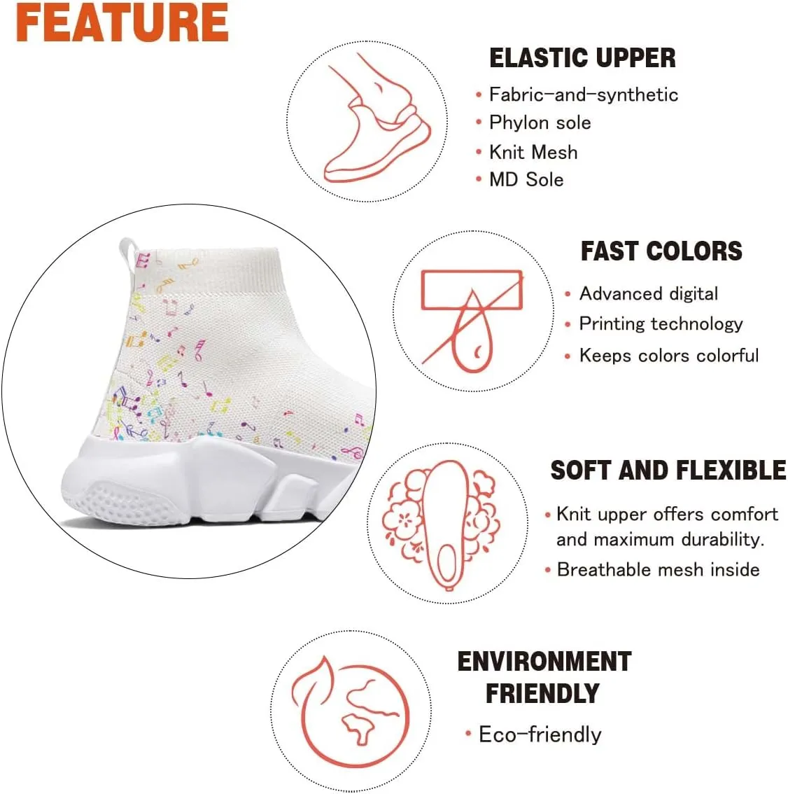 Hetios Men’s Athletic Running Shoes Slip on Casual Tennis Sports Shoes Musical Notes Mesh Sneakers for Womens Fashion Graffiti Painted Shoes
