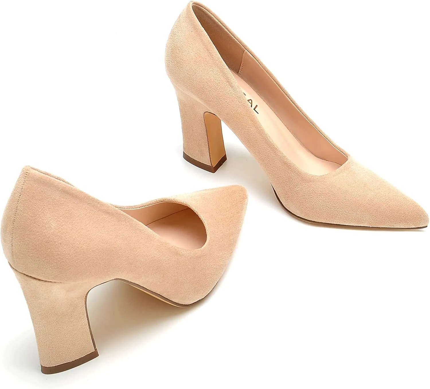 HHTCAL Closed Pointed Toe Chunky Block Heel Pumps High Heels for Women Sexy Elegant Formal Work Office Ladies Dress Shoes