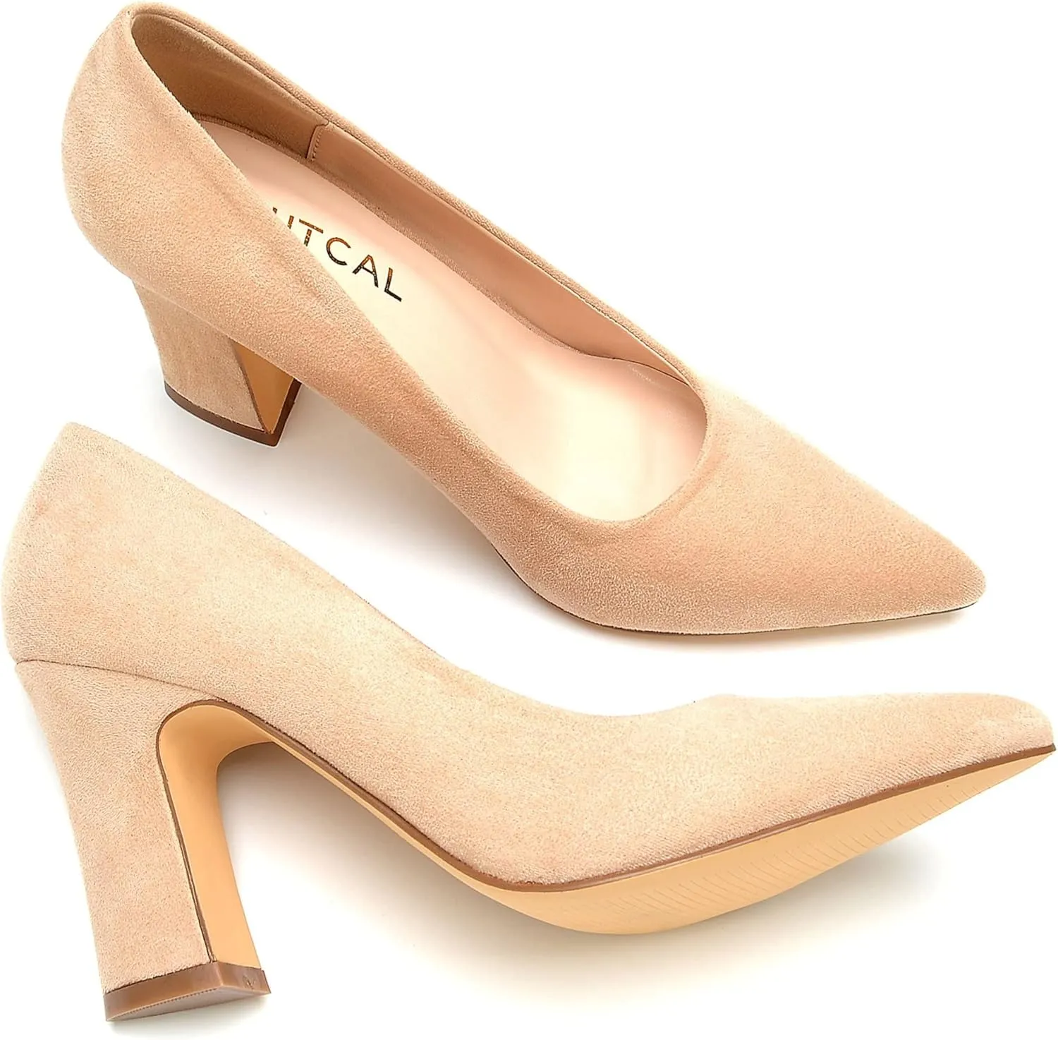 HHTCAL Closed Pointed Toe Chunky Block Heel Pumps High Heels for Women Sexy Elegant Formal Work Office Ladies Dress Shoes