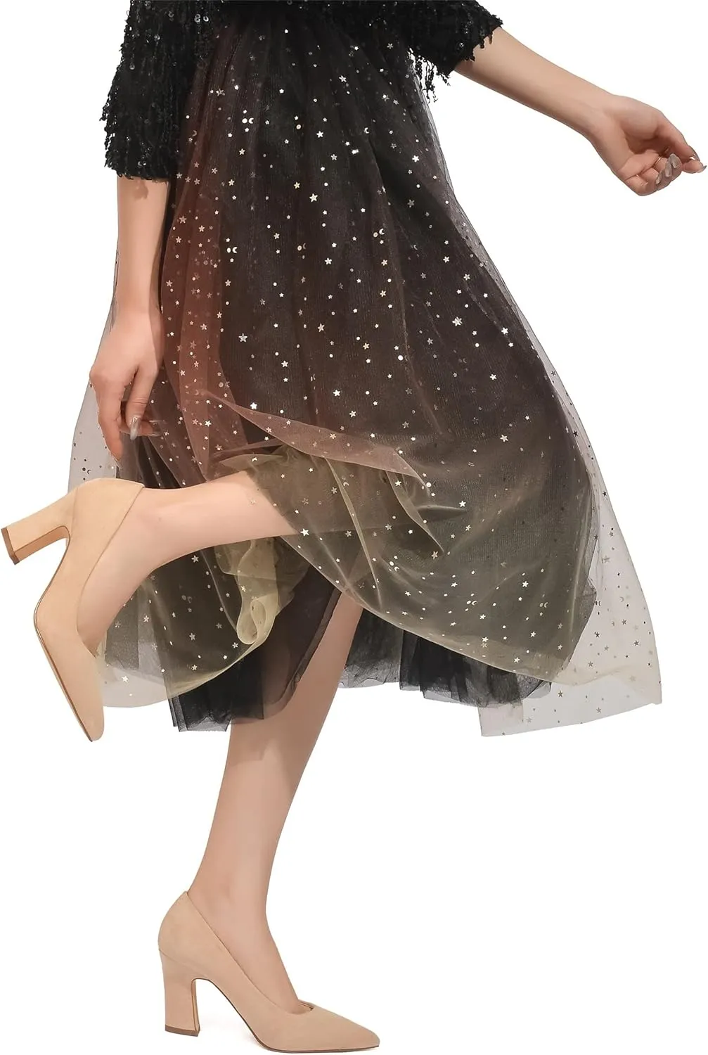 HHTCAL Closed Pointed Toe Chunky Block Heel Pumps High Heels for Women Sexy Elegant Formal Work Office Ladies Dress Shoes