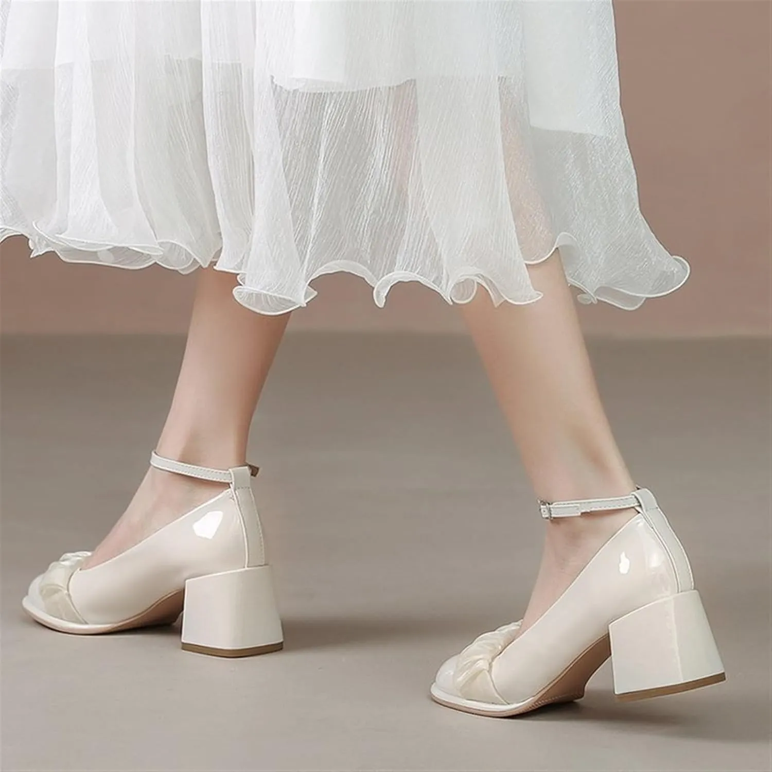 High Heels Elegant Spring Thick Heel Shoes for Women Versatile Fairy Style with Light Mouth Design
