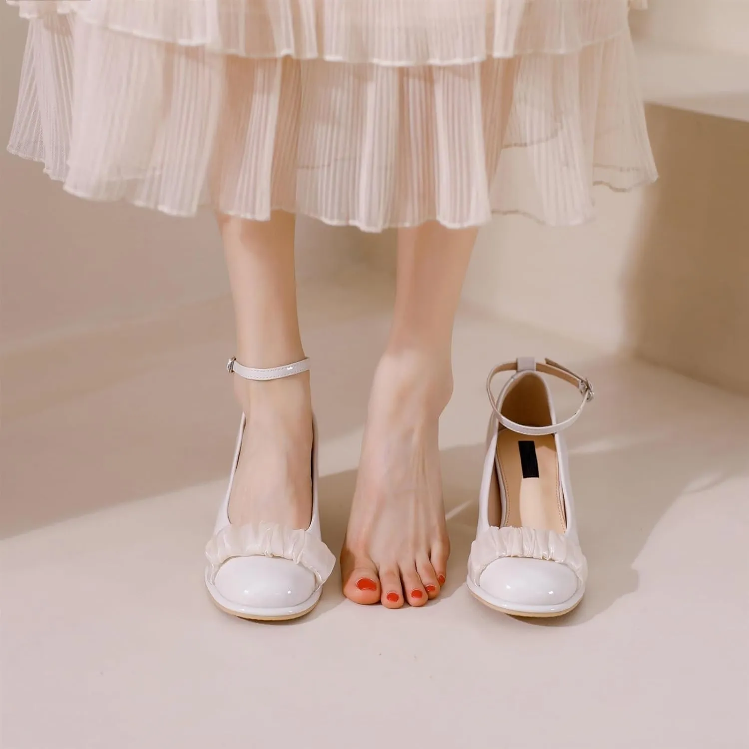High Heels Elegant Spring Thick Heel Shoes for Women Versatile Fairy Style with Light Mouth Design