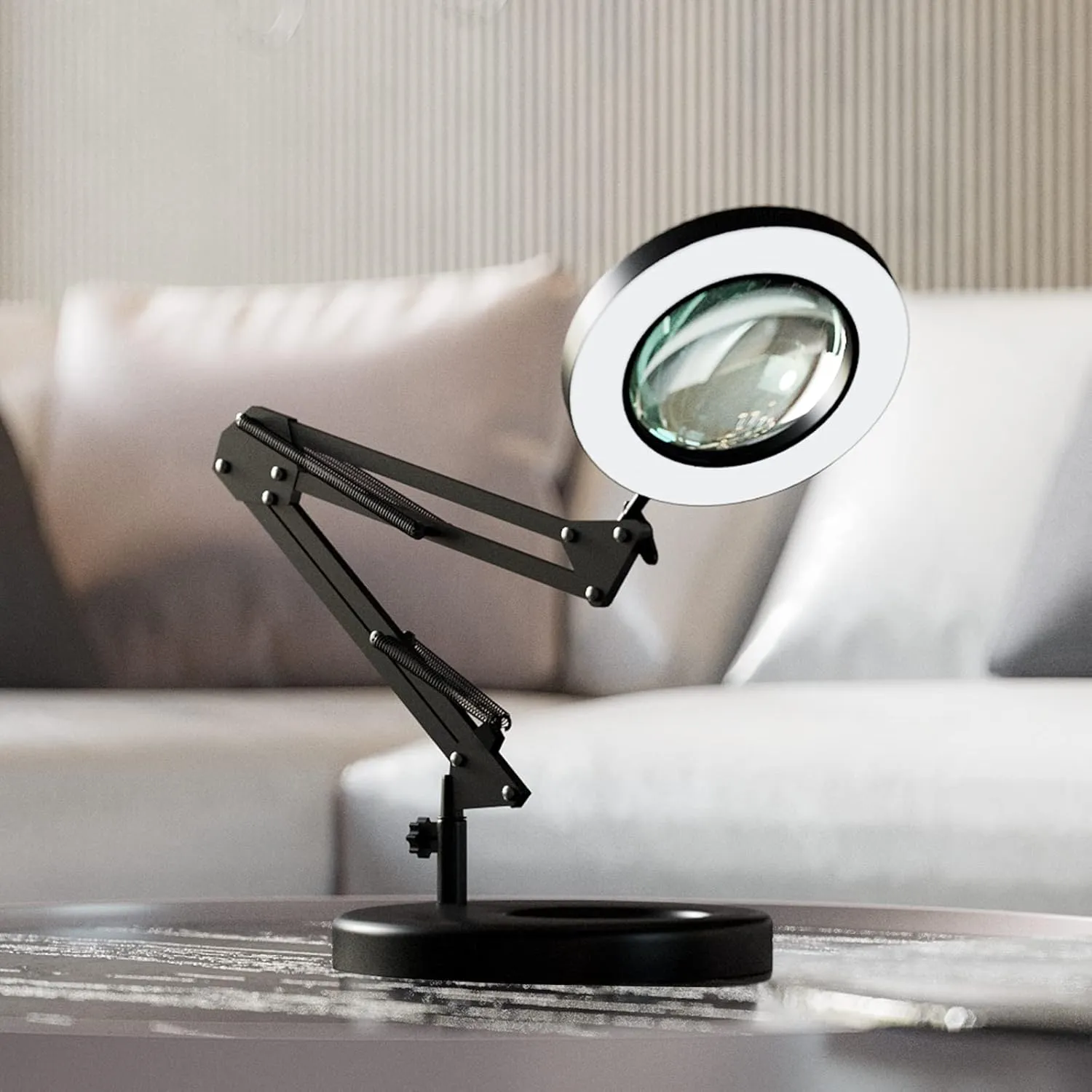 HITTI 10X Magnifying Glass with Light, 1,800 Lumens Stepless Dimmable, 3 Color Modes, 4.2″ Real Glass Lens LED Magnifying Desk Lamp & Clamp, Magnifier Light and Stand for Crafts Welding Close Work