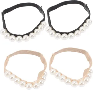 Homoyoyo Elegant Pearl High Heel Shoelaces Stretchy Shoe Laces Detachable Ankle Straps Anti-slip Comfortable Fit