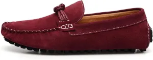 HOOENG Loafer Shoes for Men Suede Vamp Round Toe Breathable Stitching Details Rope Tie Flat Heel Flexible Soft Walking Slip on (Color : Wine Red, Size : 10)