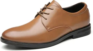 HOOENG Oxford Shoes for Men Lace Up Derby Shoes Round Toe Vegan Leather Low Top Resistant Non Slip Block Heel Classic (Color : Brown, Size : 8.5)