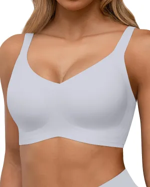 HORISUN Seamless Bras Full Coverage Wireless Push Up Bra for Women No Underwire Comfort V Neck Bralettes with Support