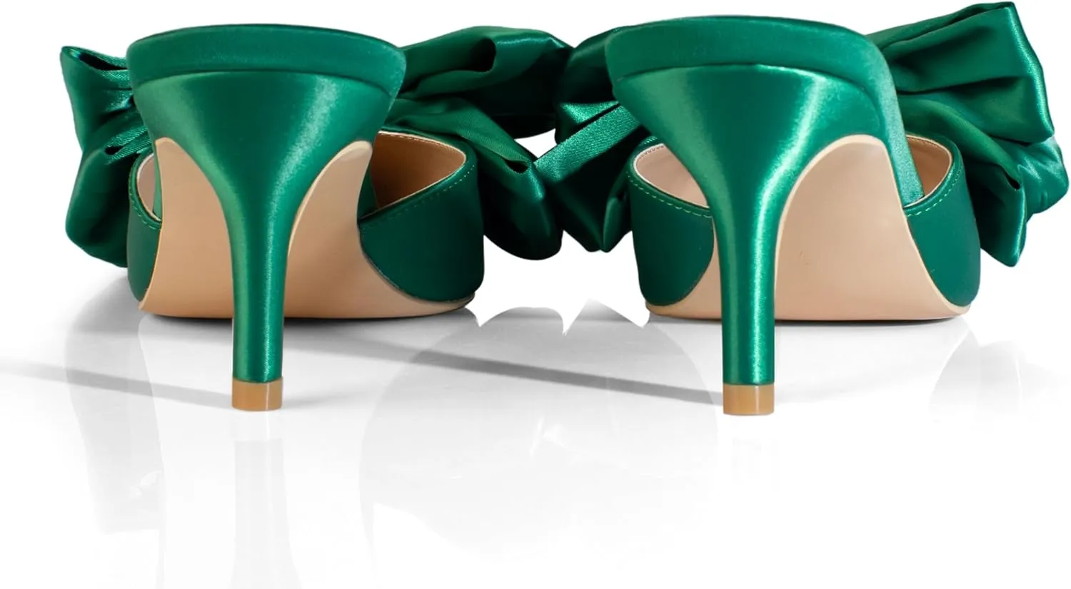 iadore Women's High Heel Sandals, 3'' Satin Closed Pointed Toe Oversized Bow Slip-on Stiletto Slippers Party Prom Casual Dress Mules
