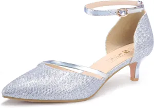 IDIFU Women IN2 Maxine Low Kitten Heels Dress Pumps Wedding Evening Formal Elegant Closed Toe Shoes for Women Bride