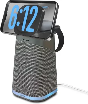 iHome Wireless Charger with Apple Watch & AirPods Charger, Bluetooth Speaker, Color Changing Night Light - Dark Grey (iPBT70DG)