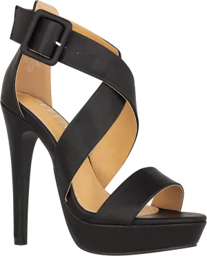ILLUDE Women's High Heels Open Toe Ankle Strap Stilettos Platform Sexy Party Heeled Sandals – Cake