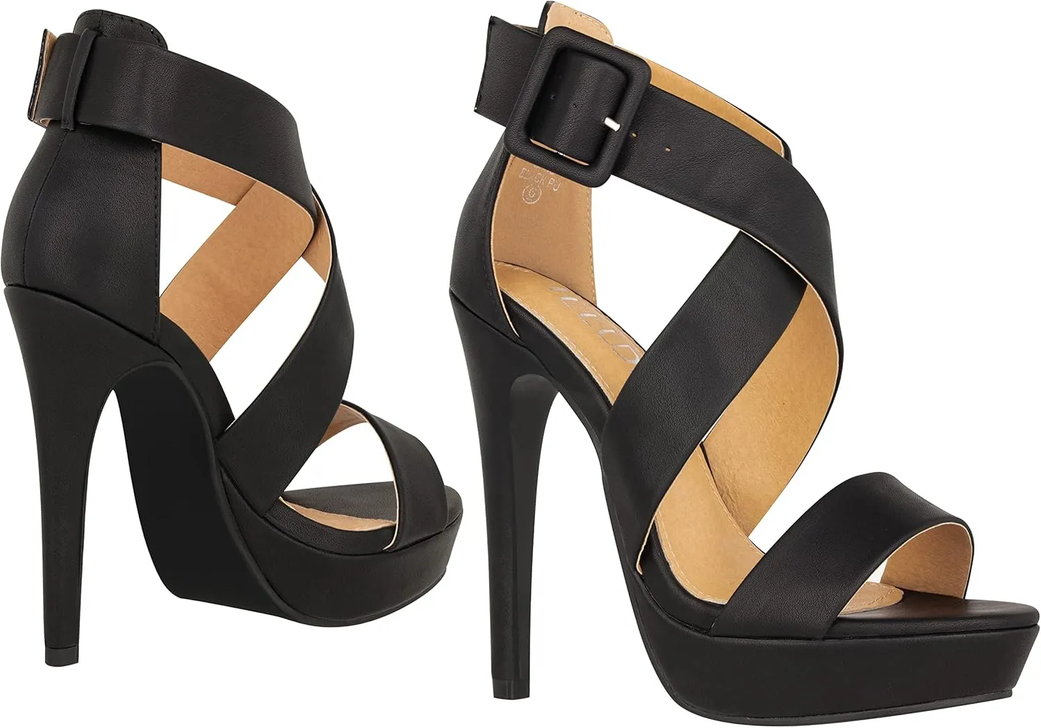 ILLUDE Women's High Heels Open Toe Ankle Strap Stilettos Platform Sexy Party Heeled Sandals – Cake