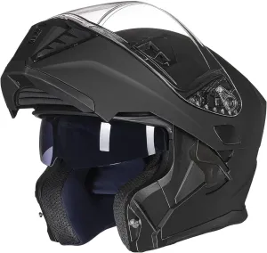 ILM Motorcycle Modular Full Face Helmet for Adult Flip up Dual Visor LED Tail Light Optional DOT