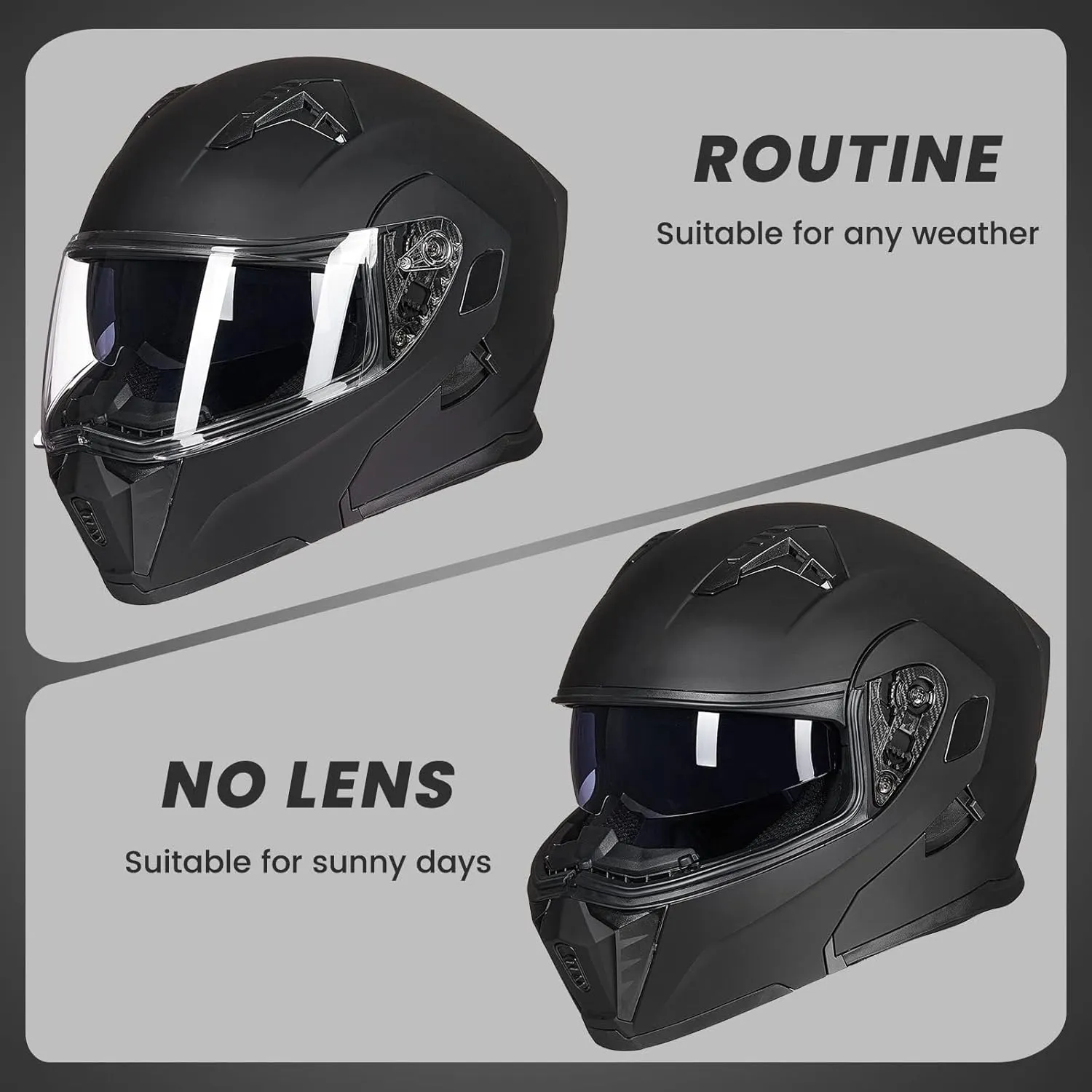 ILM Motorcycle Modular Full Face Helmet for Adult Flip up Dual Visor LED Tail Light Optional DOT