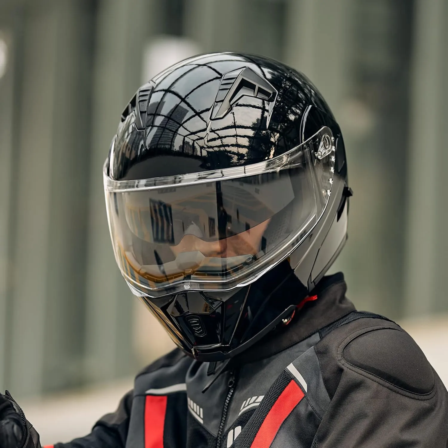 ILM Motorcycle Modular Full Face Helmet for Adult Flip up Dual Visor LED Tail Light Optional DOT