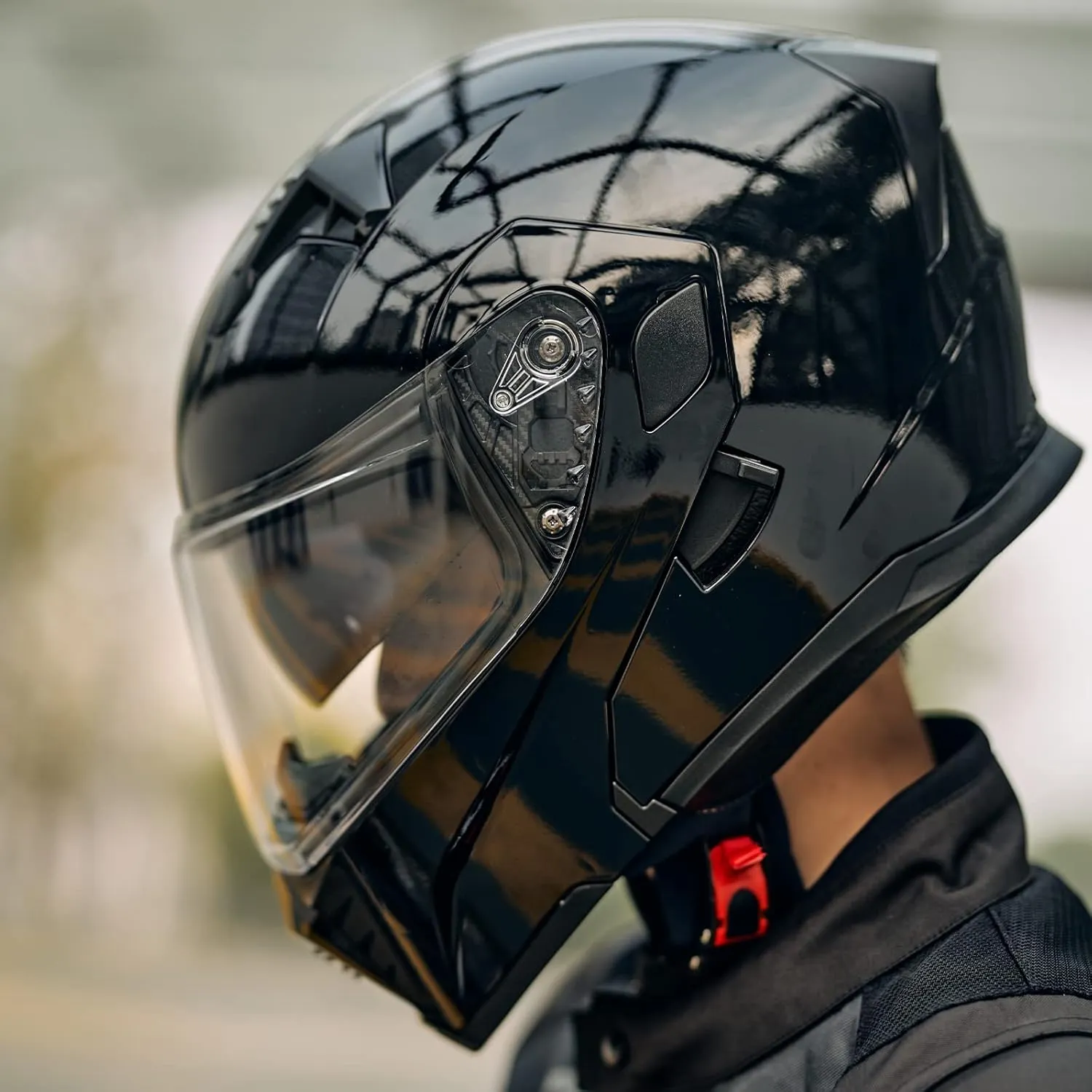 ILM Motorcycle Modular Full Face Helmet for Adult Flip up Dual Visor LED Tail Light Optional DOT
