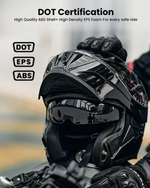 ILM Motorcycle Modular Full Face Helmet for Adult Flip up Dual Visor LED Tail Light Optional DOT