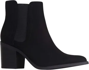 J. Adams Andi Booties for Women - Pointed Toe Mid Heel Slip on Chelsea Boots - Vegan Leather Ankle Boots - Comfortable Fall Boots for Women