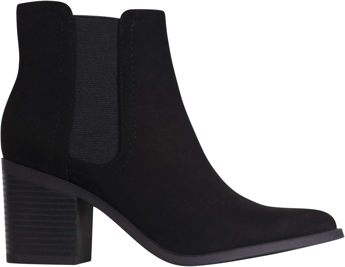 J. Adams Andi Booties for Women - Pointed Toe Mid Heel Slip on Chelsea Boots - Vegan Leather Ankle Boots - Comfortable Fall Boots for Women