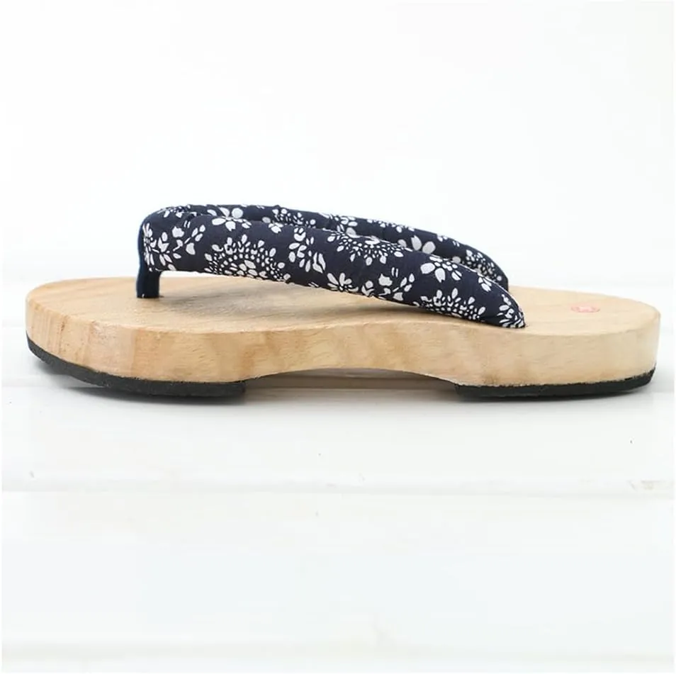 Japanese Flip Flops,Men's Women's Burnt Paulownia Wooden Clogs Slippers,Flat Japanese Traditional Clogs Geta Sandals Traditional Round Headed Wooden Clogs Shoes(Size:EU 40,Color:Black)
