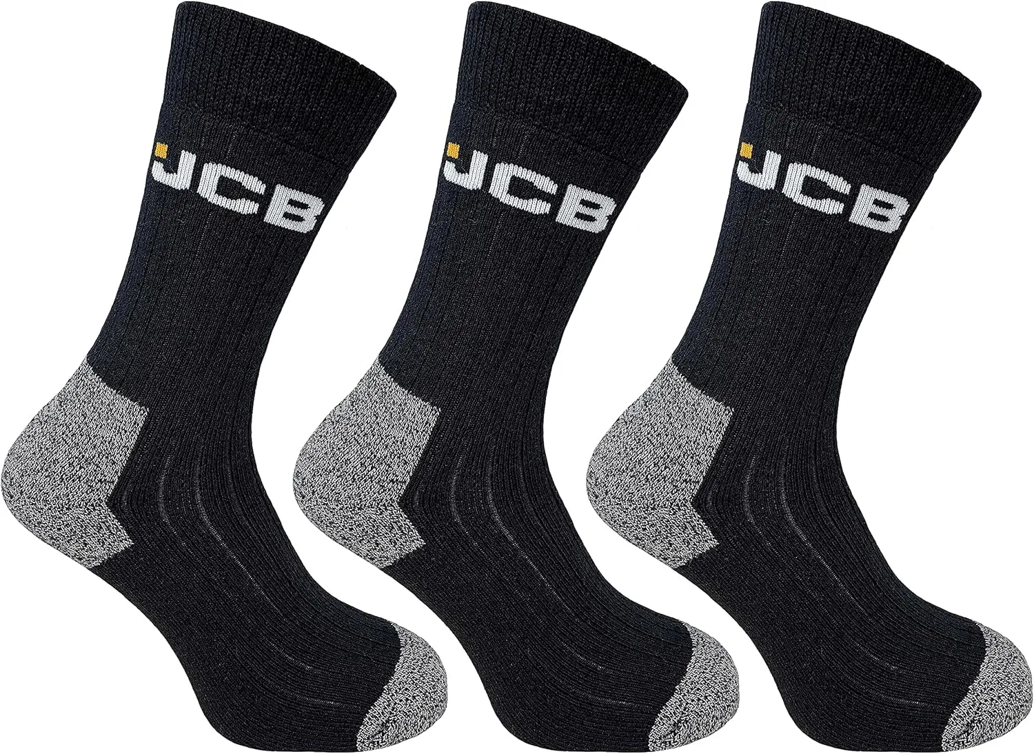 JCB - Men's Workwear Apparel Socks | 3 Pack | US Size 7-12 | Work Socks, Boot Socks, Black Socks