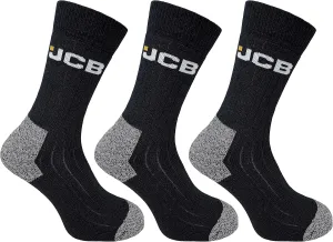 JCB - Men's Workwear Apparel Socks | 3 Pack | US Size 7-12 | Work Socks, Boot Socks, Black Socks
