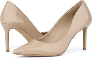 JENN ARDOR Women's Comfortable Stiletto Pumps 3 inch Elegant Gorgeous Closed Pointed Toe Slip On Solid High Heels for Ladies Wedding Dress Shoes