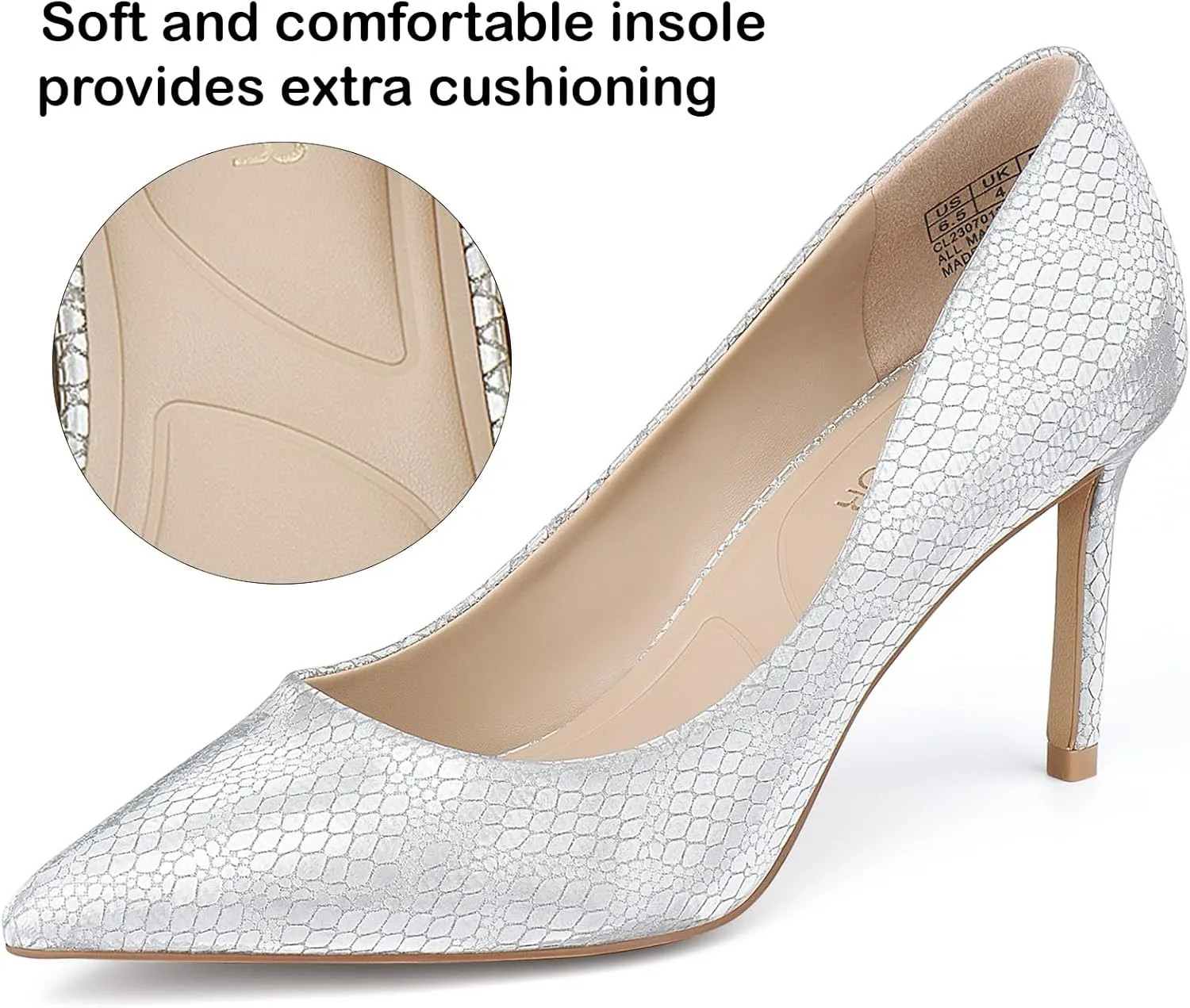 JENN ARDOR Women's Comfortable Stiletto Pumps 3 inch Elegant Gorgeous Closed Pointed Toe Slip On Solid High Heels for Ladies Wedding Dress Shoes