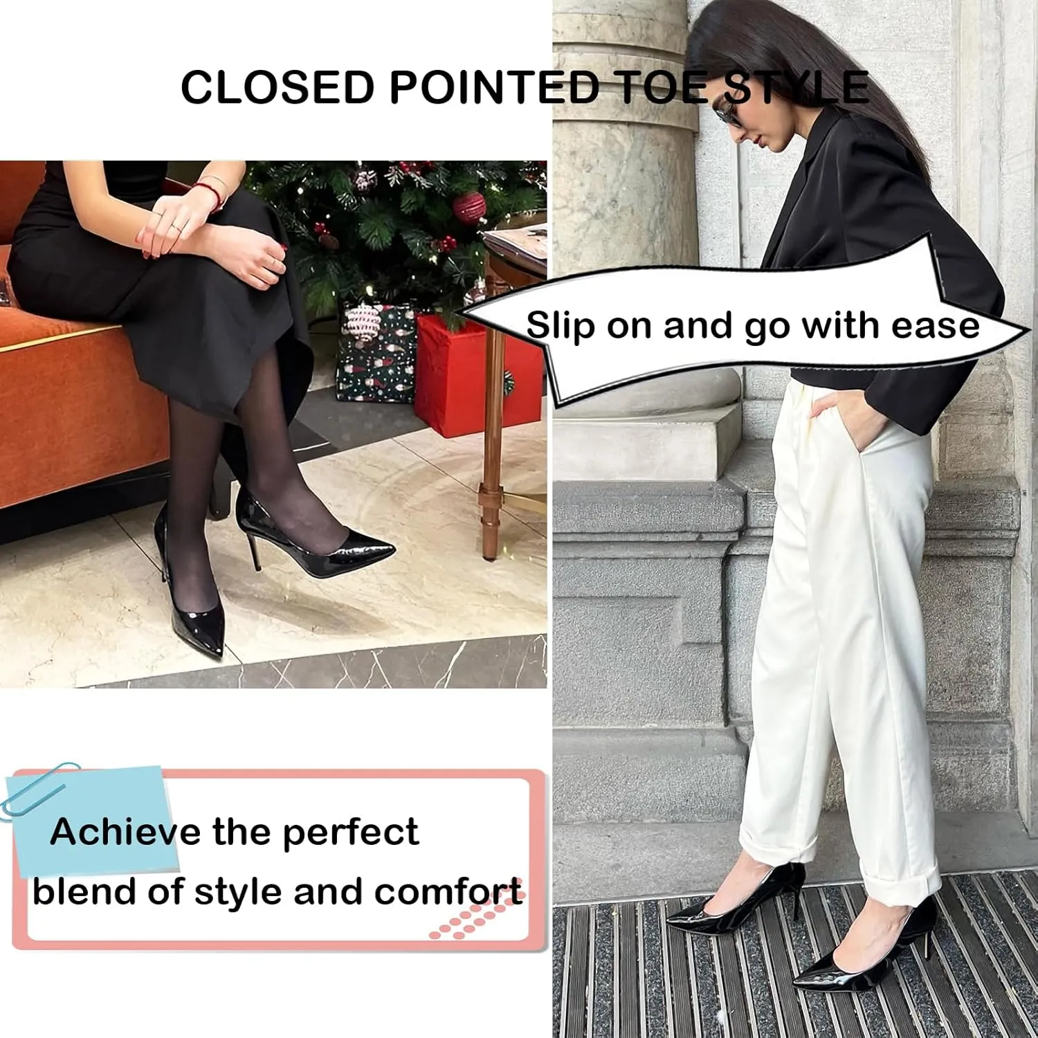 JENN ARDOR Women's Comfortable Stiletto Pumps 3 inch Elegant Gorgeous Closed Pointed Toe Slip On Solid High Heels for Ladies Wedding Dress Shoes