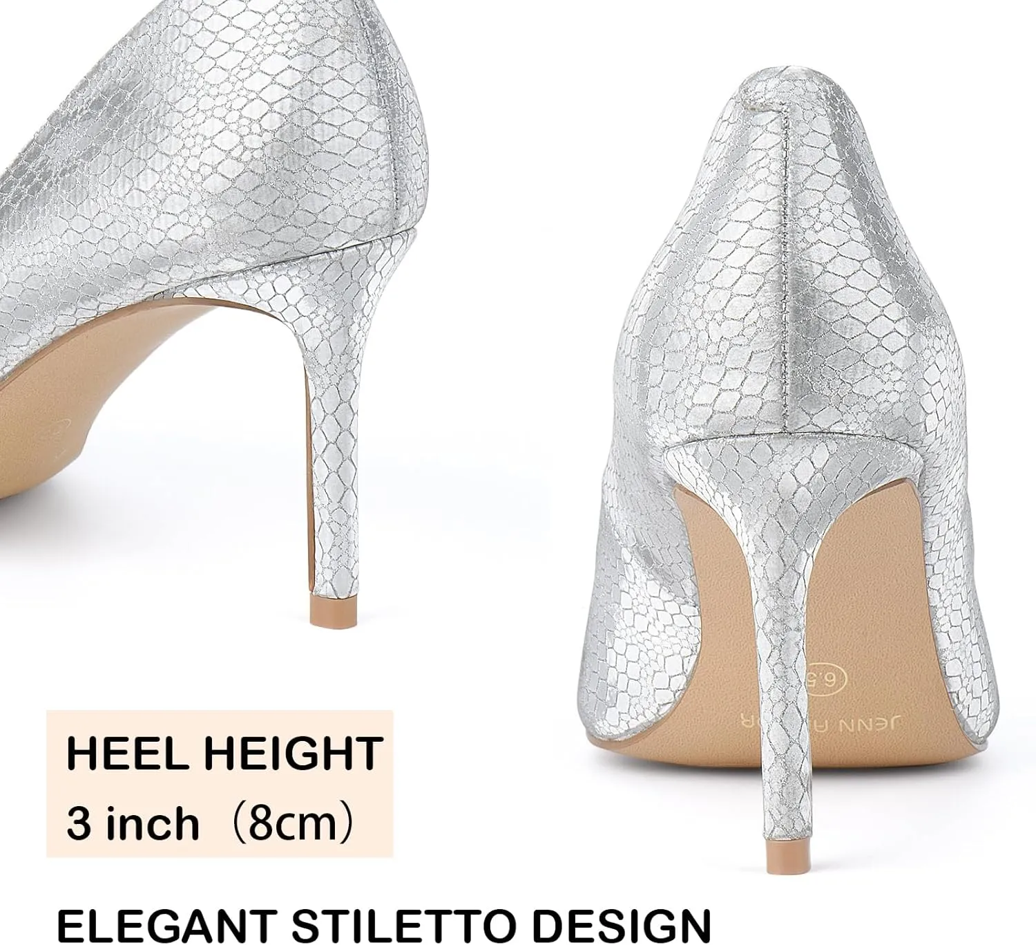JENN ARDOR Women's Comfortable Stiletto Pumps 3 inch Elegant Gorgeous Closed Pointed Toe Slip On Solid High Heels for Ladies Wedding Dress Shoes