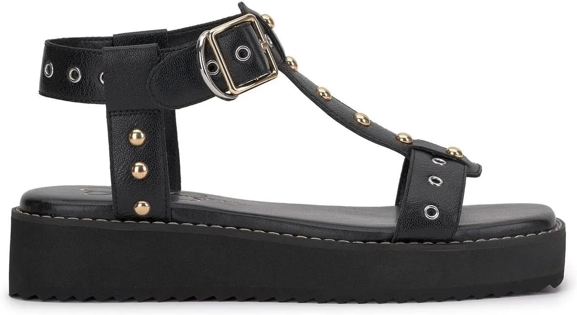 Jessica Simpson Womens Janer Faux Leather Open Toe Flatform Sandals