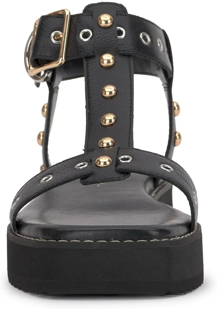 Jessica Simpson Womens Janer Faux Leather Open Toe Flatform Sandals