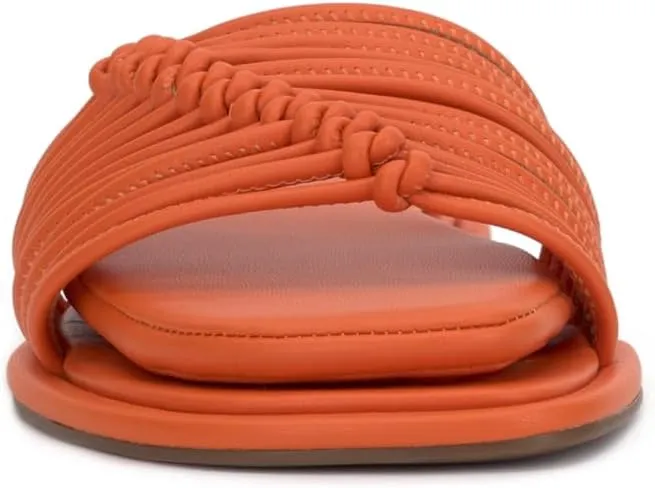 Jessica Simpson Womens Strappy Faux Leather Slide Sandals