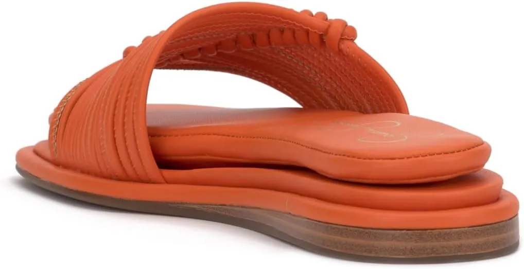 Jessica Simpson Womens Strappy Faux Leather Slide Sandals