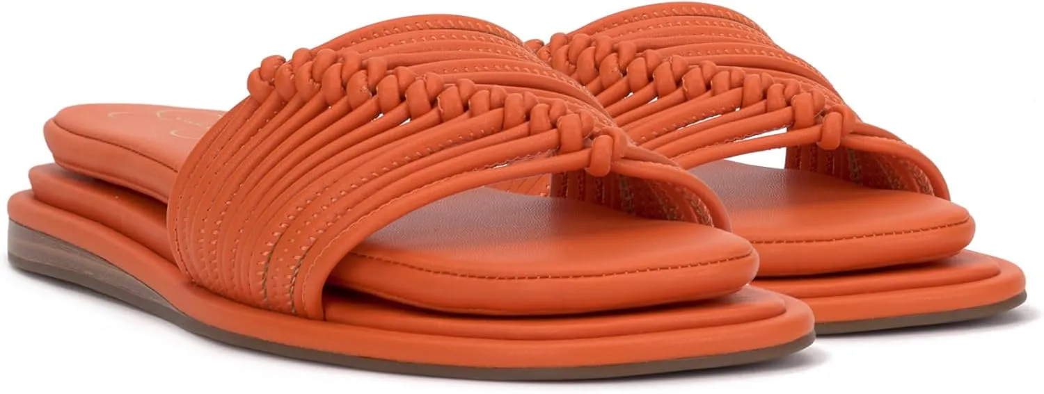 Jessica Simpson Womens Strappy Faux Leather Slide Sandals